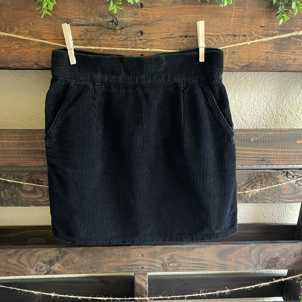 Topshop Moto Black corduroy mini skirt
